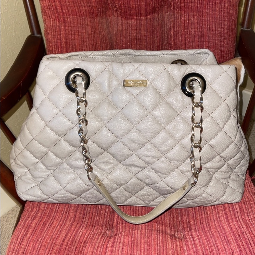 Kate Spade quilted pebbled patent leather tote